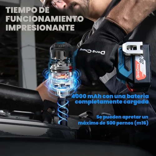 Vista 5 de Dong Cheng Llave de impacto sin escobillas de 20 V, par máximo de 360 ft-lbs (488 N.m), 1/2" con velocidad de 3 modos, pistola de impacto