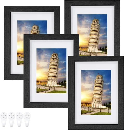 Vista 20 de Nacial Portarretratos de 5 x 7 pulgadas, juego de 4 portarretratos para fotos de 4 x 6 pulgadas con paspartú, para fotos de 5 x 7 pulgadas sin