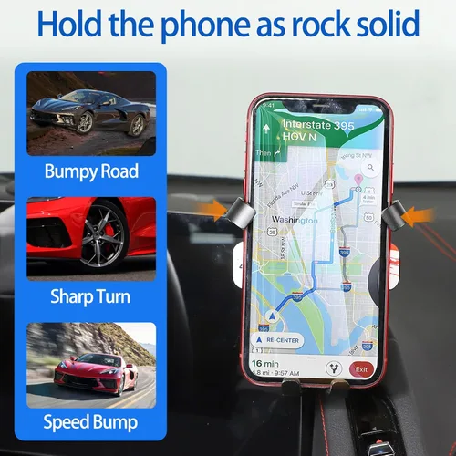 Vista 3 de Soporte de teléfono para automóvil compatible con Chevrolet Corvette C8 2020-2025, soporte para teléfono celular para pantalla de navegación