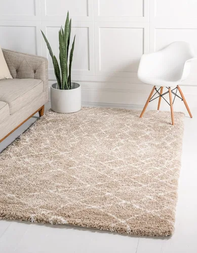 Vista 17 de Unique Loom Rabat Shag Collection - Alfombra geométrica (2 pies x 4 pies 1 pulgada, marfil puro/gris)
