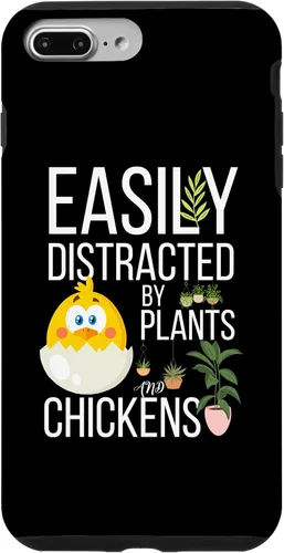 Vista 9 de iPhone 15 divertida cita de granja, fácil de distraer con plantas y pollos caso