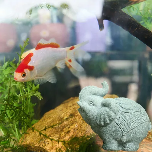 Vista 2 de livelyfish Estatua de elefante para acuario, decoración de pecera, estatua asiática, escultura de Feng Shui, adornos para mascotas, decoración
