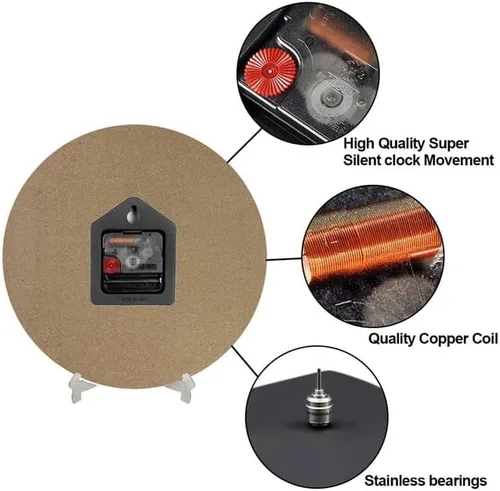Vista 7 de Reloj de pared para cafetería, decoración de pared, funciona con pilas, sin tictac, cuarzo silencioso, analógico, rústico, rústico, reloj redondo