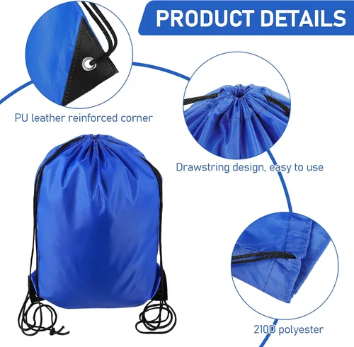 Vista 3 de Bolsas con cordón para gimnasio, NegroAzul, Moda