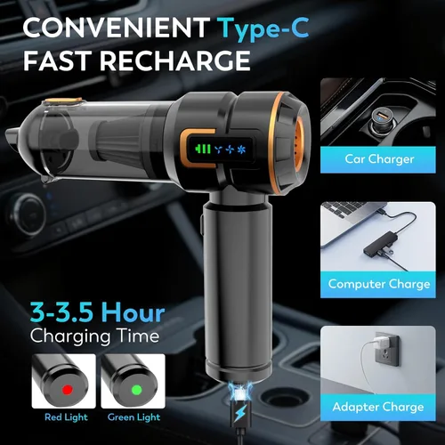 Vista 3 de Aspiradora para Automóvil, 22000PA Alta Potencia Aspiradora Portátil de Mano para Automóvil y Soplador de Aire, Mini Aspiradora Inalámbrica