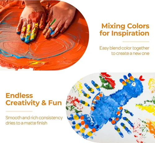 Vista 6 de Nicpro Juego de Pintura Lavable de 12 Colores Grande para Niños (16.9oz, 500 ml), Suministros de Pintura Acrílica a Granel No Tóxicos para Niños
