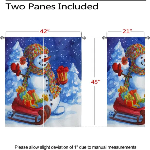 Vista 5 de Cortinas opacas de muñeco de nieve de Navidad para niñas y niños, decoración del hogar, invierno, Papá Noel, trineo, regalo, con ojales, aislamiento