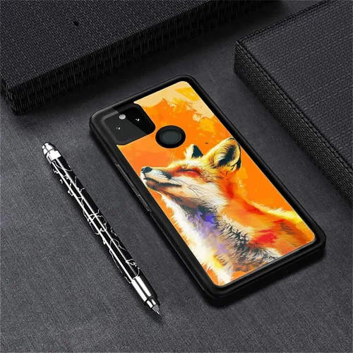 Vista 1246 de Compatible con Google Pixel 4A 5G Mobile Case Creative Acrylic Panel trasero Silicona Protección Grip especialmente diseñado para Google Pixel 4A 5G