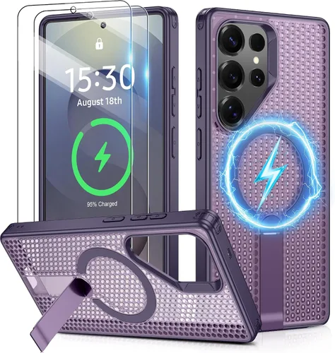 Vista 32 de Jshru para Samsung Galaxy S25 Plus / S24 Plus con [2 PIEZAS] protectores de pantalla HD, compatible con MagSafe