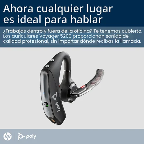 Vista 2 de Poly Voyager 5200 Auriculares inalámbricos (Plantronics) – Auriculares Bluetooth de un solo oído con micrófono de cancelación de ruido – Diseño