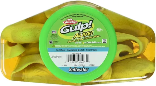 Vista 6 de Berkley ¡Gulp! ¡Vivo! Salmonete de natación Pesca de agua salada Cebo suave Chartreuse