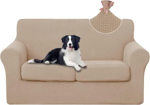 Vista 35 de U-NICE HOME Funda elástica para sofá de 3 piezas, funda de sofá lavable con cojín de asiento individual para sofá de 2 cojines, apta para mascotas