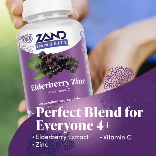 Vista 3 de Gomitas de inmunidad de saúco con zinc y vitamina C de ZAND - Suplemento de apoyo inmunológico - Gomitas de saúco con DV de zinc y vitamina C