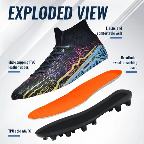 Vista 5 de ASHION Men's Soccer Cleats Big Boy's Professional Football Cleats Anti-Skid FG Womens Athletic Outdoor Football Shoes