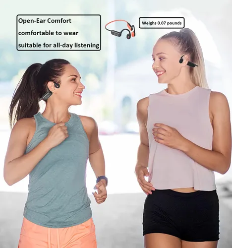 Vista 3 de OGU Auriculares de conducción ósea, auriculares abiertos Bluetooth 5.3 deportivos inalámbricos con micrófono integrado, resistentes al sudor