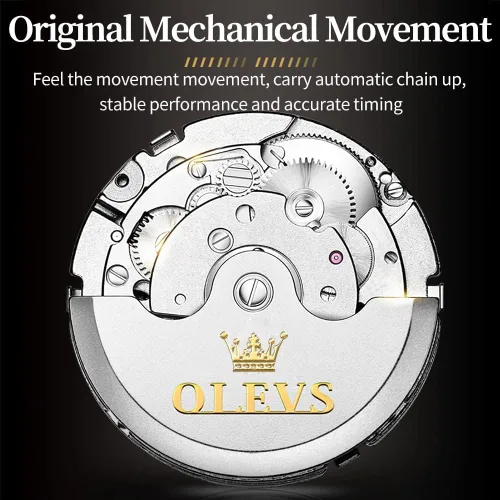 Vista 6 de OLEVS Relojes automáticos para hombre, esqueleto Tourbillon, reloj de pulsera de lujo con diamantes de cuerda automática, acero inoxidable
