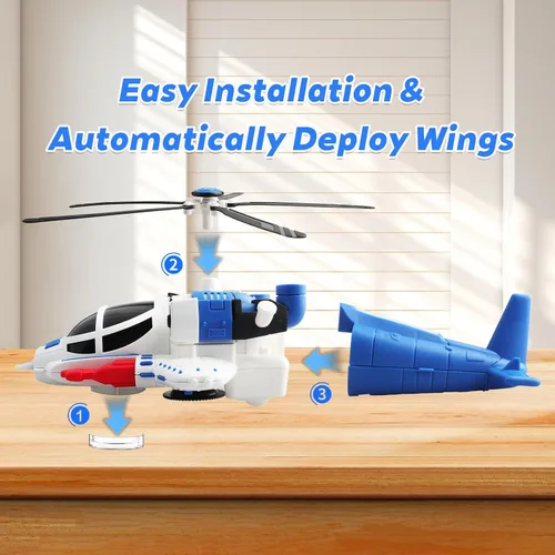 Vista 4 de Helicóptero de juguete con luces para niños pequeños, avión de juguete giratorio 360° con música y Bump & Go, regalo de cumpleaños para niños de 3 a