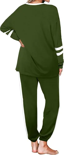Vista 98 de Aloodor conjunto deportivo de 2 piezas para mujer, con sudadera con cuello redondo, sin botones