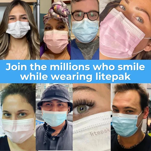 Vista 4 de Litepak 2,000 mascarillas desechables - Cubrebocas transpirable para el hogar y la oficina