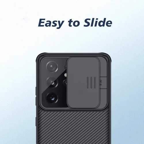Vista 4 de IMLUCKIES Funda para Samsung Galaxy S21 Ultra con cubierta de la cámara, parte trasera de PC dura y parachoques suave, protector y ajuste delgado
