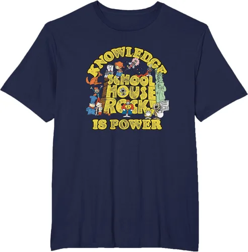 Vista 14 de Camiseta vintage con logo de Schoolhouse Rock "Knowledge is Power" de la serie de TV Azul Marino