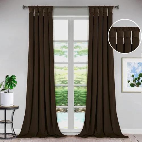 Vista 27 de Bhoomi Collection Cortinas opacas con pestaña superior para sala de estar, cortinas de ventana con aislamiento térmico, oscurecimiento de Rojo Sangre