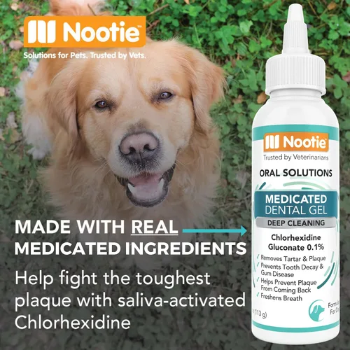 Vista 3 de Nootie Gel dental medicado para perros, ambientador de aliento para perros, limpia los dientes de los perros - Previene la placa y el sarro