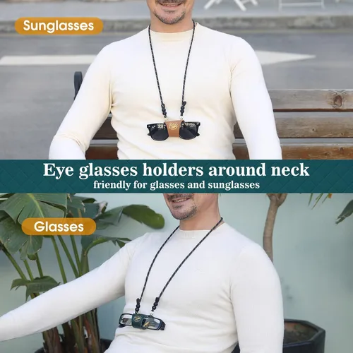 Vista 5 de Correa de soporte para lentes de alta calidad, cordón de cuero real, accesorio para tus lentes
