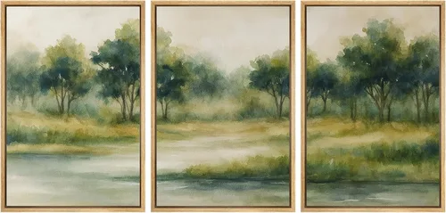 Vista 43 de SIGNWIN Lienzo enmarcado para pared, juego de arte tranquilo con reflejo de lago, acuarela, montaña y agua, ilustraciones modernas, arte abstracto
