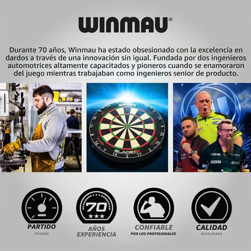 Vista 9 de WINMAU Professional Bristle Dartboard - PDC Tournament Board with Official Tournament Specifications - Available in Blade 6 Single, Dual, Triple