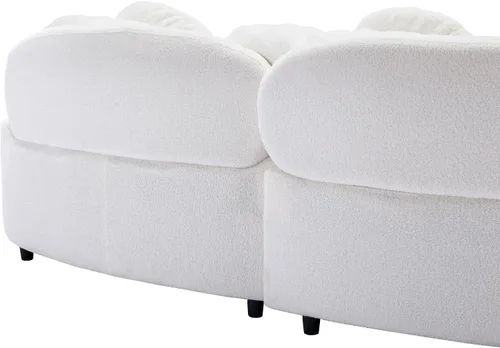 Vista 9 de Sofá moderno tapizado de terciopelo de cordero de 103.9 pulgadas para el hogar u oficina, color beige