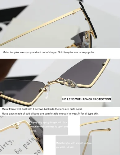 Vista 4 de Azoxus - Gafas de sol para mujer, diseño de triángulo futurista