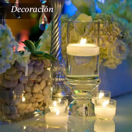 Vista 2 de Velas flotantes blancas de 3 pulgadas, sin perfume, velas de cera sin goteo Blanco