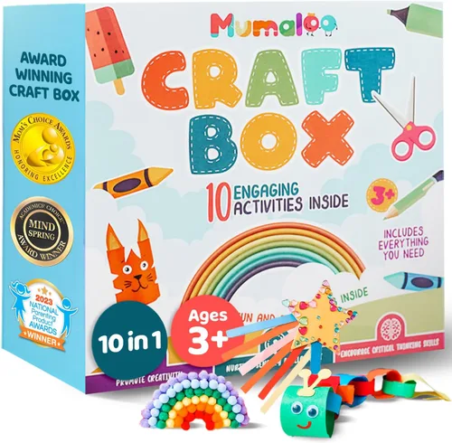 Vista 8 de Mumaloo Caja de Manualidades de Dinosaurios - 10 Artes y Manualidades Creativas para Niños de 4 a 8 Años, Divertido, Sin Desorden, Kit Educativo