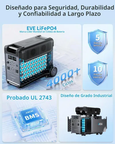 Vista 7 de ABOK Ark3600E 3840Wh LiFePO4 Batería extra para estación de energía Ark3600