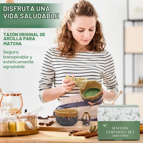 Vista 6 de Pottery Matcha Set - Tazón de té hecho a mano japonés, arena café Café Arena