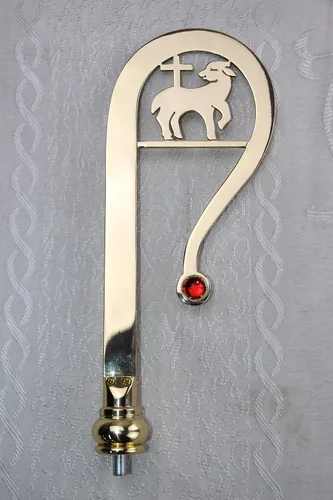 Vista 3 de Haolin Arts Crafts 73.22 "H Crosier Brass G-29. Nuestra compañía tiene 48 tipos de crozier para su elección.