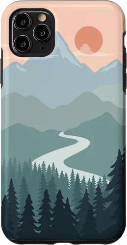 Vista 13 de Boho Chic Pines Forest Mountains Landscape Minimal Sunset Case for iPhone 16