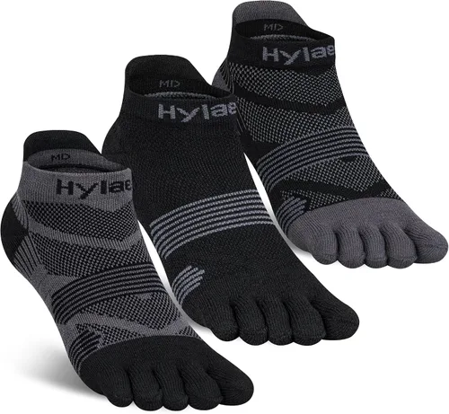 Vista 25 de Hylaea Calcetines deportivos para correr sin visibles, antiampollas, con tecnología Coolmax, sin costuras y antiolor 3 Pares Negro