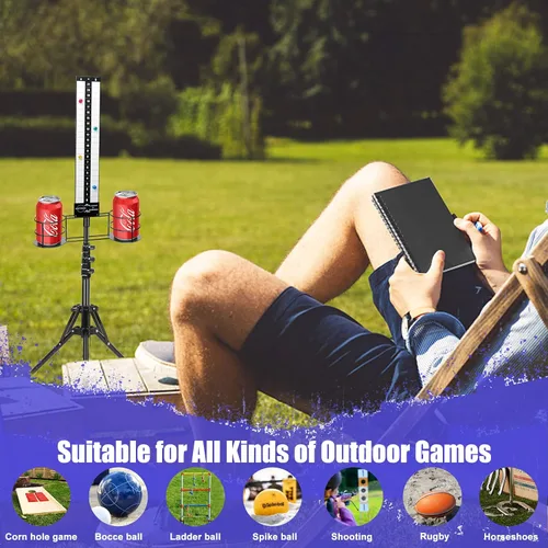 Vista 7 de Cornhole Scoreboard 2 Sets, Metal Magnetic Cornhole Score Keeper with Drink Holder, Easy to Assemble, Score Tracking, Perfect Score Tracking