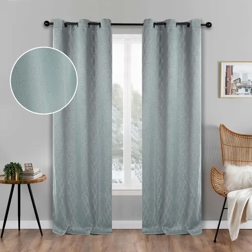 Vista 10 de BLUENILEMILLS Paneles de cortinas opacas para oscurecer la habitación con bolsillo para barra, cortinas perfectas para ventanas de cocina