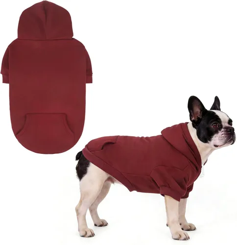 Vista 34 de KOOLTAIL Sudadera básica con capucha para perro, suave y cálida, con agujero para correa y con bolsillo, abrigo de invierno para perros, ropa