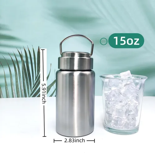Vista 3 de CDJ Botella de agua de acero inoxidable de una sola pared sin aislamiento de 16 onzas, botella de agua de metal reutilizable para deportes, a prueba