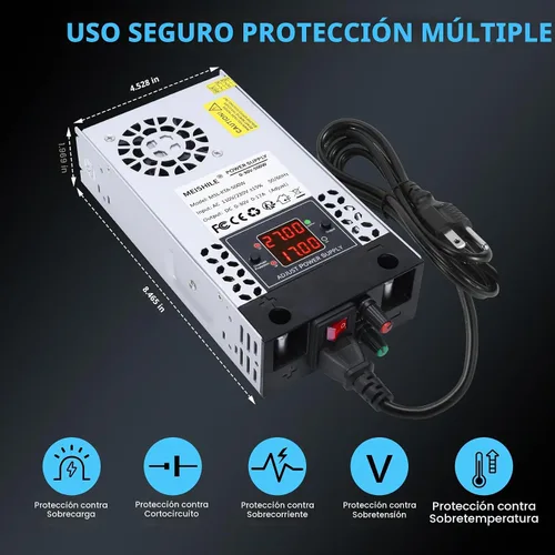 Vista 6 de Actualización ajustable (0-30V 0-17A) 500W DC Fuente de alimentación conmutada AC-DC Transformador con botones ajustablesSistema de sensor