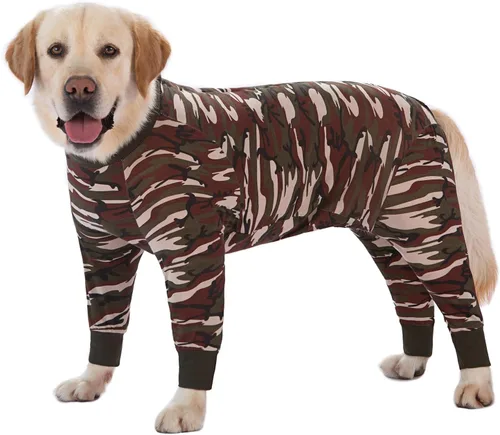 Vista 12 de Traje de recuperación para perros grandes y medianos después de la cirugía, mameluco antilameduras suave y transpirable para perros, alternativa al