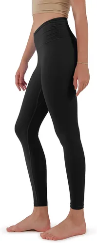 Vista 3 de ODODOS - Leggings de cintura cruzada para mujer, diseño con bolsillo interno, para yoga, deportes, gimnasia o entrenamiento, pantalones deportivos