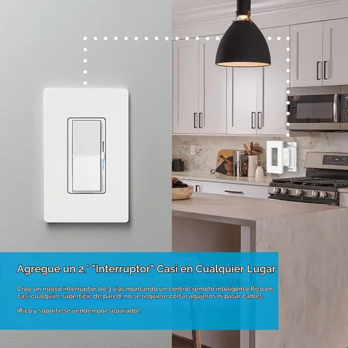 Vista 12 de Lutron - Interruptor inteligente Diva con regulador de intensidad de iluminación inteligente Caséta para bombillas LED, Alexa, Apple Homekit, Google