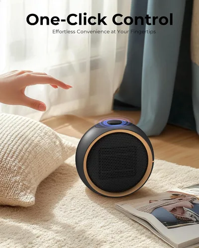 Vista 7 de Calentador de espacio para uso en interiores, calentador eléctrico portátil con calentamiento rápido 2S y cerámica PTC, protección contra
