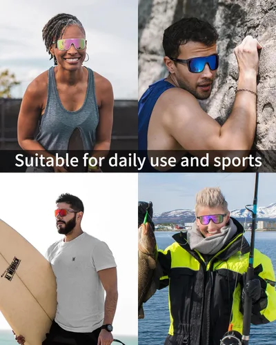 Vista 4 de Gafas de sol deportivas polarizadas para hombres y mujeres, jóvenes, béisbol, correr, ciclismo, conducción, pesca, tenis, golf, motor TAC UV400 TR90