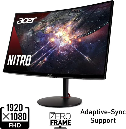 Vista 2 de Acer Nitro XZ270 Xbmiipx 27" 1500R Curvo Full HD (1920 x 1080) VA Zero-Frame Monitor de Gaming con Sync Adaptativo, Frecuencia de Actualización